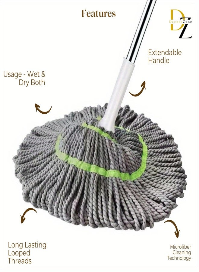 DecoraZone Premium Microfiber Twist Mop | Durable & Easy-to-Use Floor Cleaner | Squeeze Twist Mop Stick for Effective Home & Hospital-Grade Cleaning | High-Performance Dust Mop for Sparkling Floors - Image 5